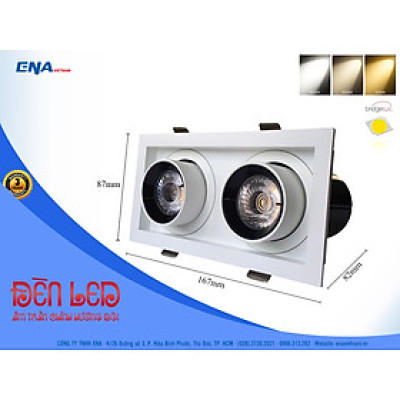 Đèn LED âm trần đôi chỉnh hướng chiếu điểm ENA mẫu DCG 10W 14W 20W 24W dễ dàng điều chỉnh góc chiếu sáng