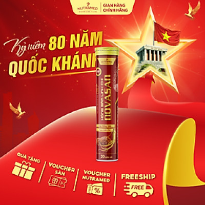 Viên sủi hồng sâm linh chi Novasan hỗ trợ bồi bổ cơ thể, tăng sức đề kháng (20 viên) - Nutramed