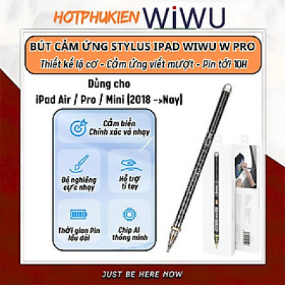 Bút cảm ứng lộ cơ cảm biến nghiêng chống tì tay sạc nam châm WIWU Stylus W PRO cho iPad Pro Air Mini đời 2018 trở lên Gen 7 8 9 10 10.9 11 12.9 13 Mini 6 M1 M2 M3 M4 - Hàng nhập khẩu
