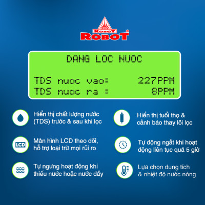 Máy Lọc Nước R.O Hydrogen Kiềm Nóng Thông Minh Lạnh ROBOT HydroElite-9 - Hàng Chính Hãng