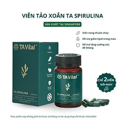 Viên Uống Tảo Xoắn TA Spirulina Thiên Nhiên Từ Singapore - Hỗ Trợ Giảm Mỡ Máu, Tăng Cường Sức Đề Kháng Cho Mọi Lứa Tuổi Hộp 60 Viên