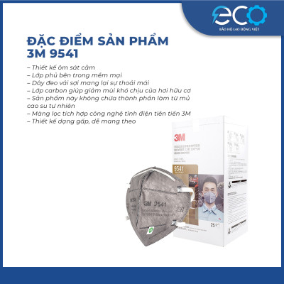 Khẩu trang 3M 9541, dây đeo qua tai, đạt chuẩn N95 chính hãng