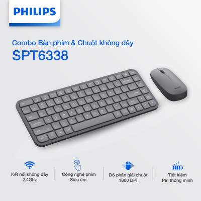 Combo Bàn phím và Chuột không dây Philips SPT6338 - Hàng chính hãng