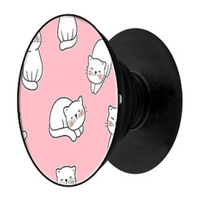 Popsocket in hình dành cho điện thoại mẫu Mèo Trắng Nền Hồng