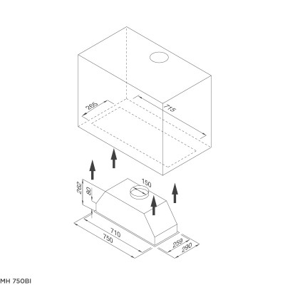 Máy hút khói khử mùi âm tủ Malloca MH 750BI - Hàng Chính Hãng