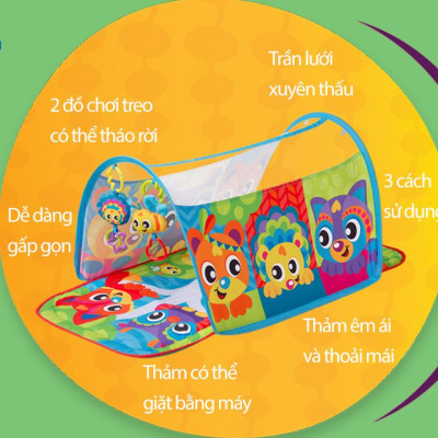 Thảm chơi đường hầm Honey Bee Bear Playgro, cho bé sơ sinh đến 24 tháng