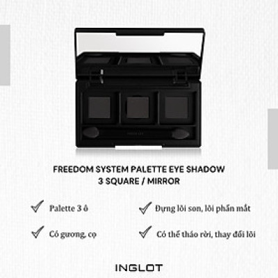 Hộp đựng 3 lõi phấn mắt kèm cọ Palette Eye Shadow 3 Square / Mirror Inglot