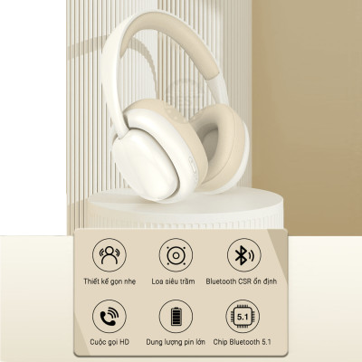 Tai Nghe Bluetooth Chụp Tai , Headphone Không Dây Bluetooth Có Mic Đàm Thoại Tiện Lợi, Pin Cực Khỏe Bluetooth 5.1 Cao Cấp - Hàng Chính Hãng Besti