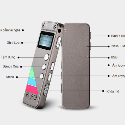 Máy Ghi Âm Chuyên Nghiệp Cao Cấp A500 Bộ Nhớ Trong 8GB - Digital Voice Recorder - Hàng Nhập Khẩu