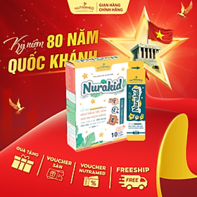 Gói uống Nurakid hỗ trợ tiêu hóa và tăng cường sự ăn ngon miệng cho trẻ em (10 gói) - Nutramed
