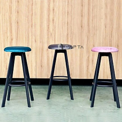 Ghế quầy bar không tựa CB TOYO-P Nội thất Capta Ghế bar nệm xoay nhỏ gọn chân sắt cố định 