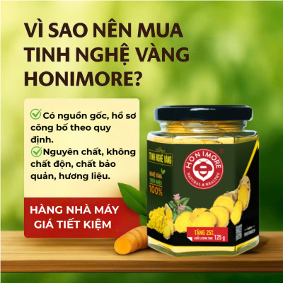 Tinh nghệ vàng Honimore nguyên chất hũ 100g - Tinh bột nghệ nguyên chất