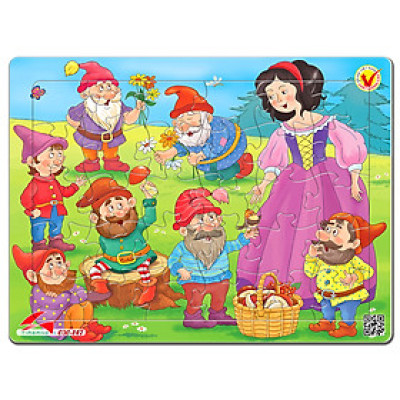 Xếp hình Tia Sáng Bạch tuyết & 7 chú lùn (30 Mảnh Ghép) - Tặng kèm tranh tô màu cho bé