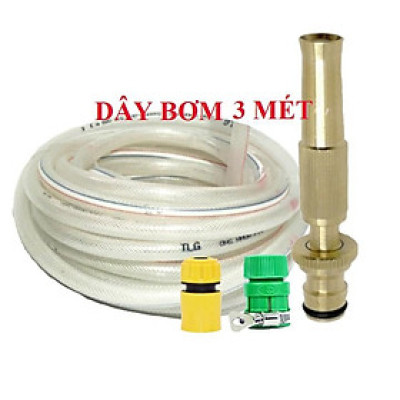 ️ Bộ dây vòi xịt nước rửa xe, tưới cây ,tăng áp 3 lần,loại 3m,5m 206587 cút sập,nối nhựa vàng+ móc khoá