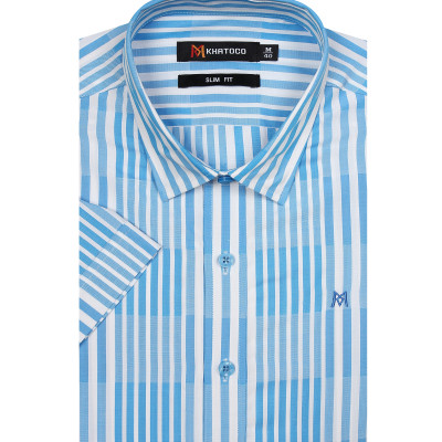 Áo sơ mi nam tay ngắn form ôm Khatoco A1MN438S1-CNCR112-2409-N