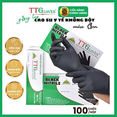 Găng Tay Y Tế Size L Không Bột Nitrile Màu Đen TTGLOVES (100 chiếc)