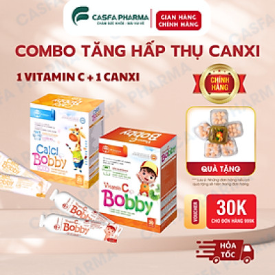 Combo Canxi hữu cơ TW Hanopharco và Vitamin C tăng hấp thụ chiều cao cho trẻ