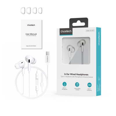 Tai nghe Choetech OC-A011 dây nhét tai Type C có đệm cao su (Hàng chính hãng)