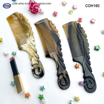  Lược Sừng Vân Nưa Chuôi Cuốn (Size: XL-20cm) Họa Tiết Uốn Lượn Sắc Sảo, Chăm sóc tóc - COH160