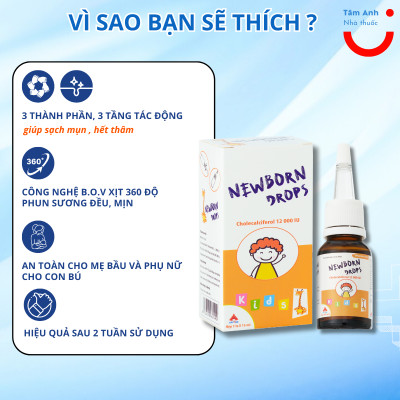 Newborn Drops VITAMIN D3 12000IU Giúp tăng cường hấp thu canxi cho trẻ nhỏ (15ml)