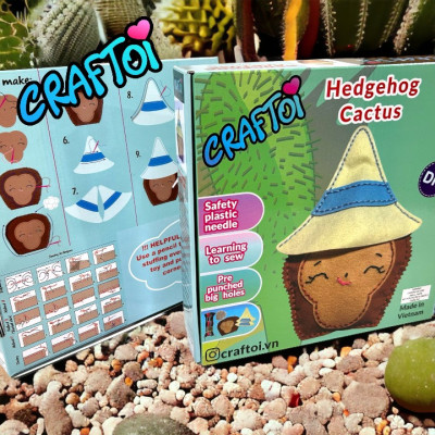 KIM NHỰA Bộ Thủ Công Trẻ Tự Làm Thú Bông 5+ HEDGEHOG CACTUSE Craftoi Felt Sewing toy prepunched holes plastic needle