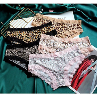 COMBO 5 QUẦN LÓT NỮ THUN LẠNH HỌA TIẾT BÁO ĐỐM VIỀN REN CAO CẤP 2339
