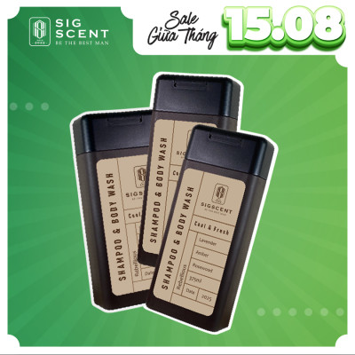 Sữa tắm dầu gội cho nam hương nước hoa 375ml Rebellious thương hiệu SIGSCENT- COMBO 3