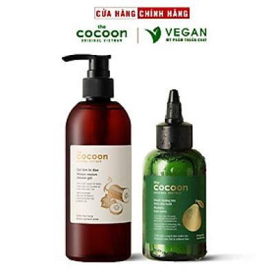 Combo Gel tắm bí đao Cocoon 310ml + Nước dưỡng tóc tinh dầu bưởi Pomelo Cocoon 140ml