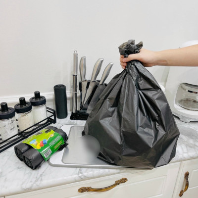 03 Cuộn Túi Đựng Rác Màu Đen Cho Gia Đình Bao Đựng Rác Văn Phòng Nặng 1kg