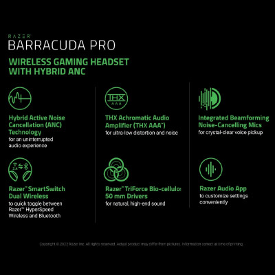 [Mới, hàng chính hãng] Tai nghe Razer Barracuda Pro