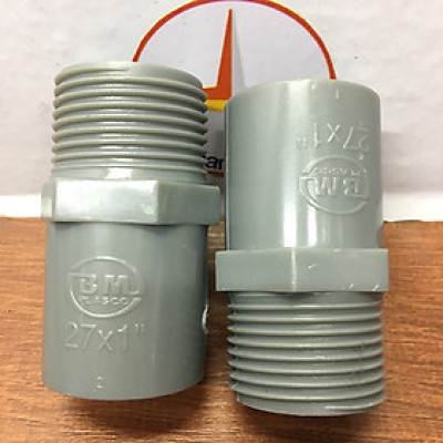 Nối PVC ren ngoài 34 ống 27 nhựa Bình Minh( 10 cái )