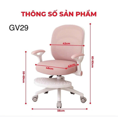 Ghế học sinh chống gù đa năng Tundo nâng hạ chiều cao tay gạt CT GV29 có khóa bánh trọng lực, xoay 360 độ