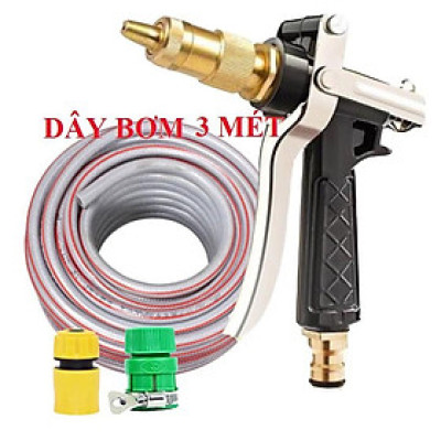 ️ Bộ dây vòi xịt nước rửa xe, tưới cây , tăng áp 3 lần, loại 3m, 5m 206236Cđầu đồng, cút+ túi đựng bút