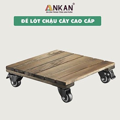 Kệ Chậu Cây Có Bánh Xe Hình Vuông, Cạnh 30cm, Màu Đen, Thích Hợp Để Chậu Cây Trong Nhà, Ngoài Ban Công, Sân Vườn, Tải 150Kg, Di Chuyển Êm Ái, Nhẹ Nhàng