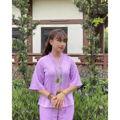 Đồ Lam Đi Chùa Bà Lai Lụa Pháp Cao Cấp