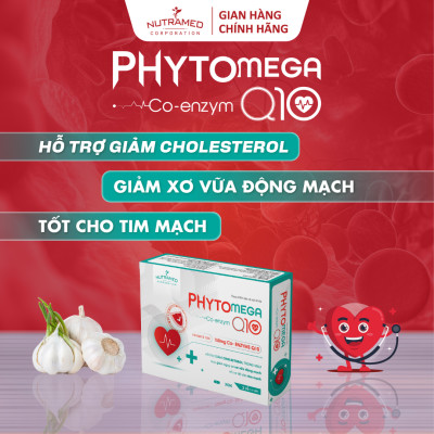 Viên uống Phytomega Co-Enzym Q10 hỗ trợ tim mạch giúp giảm cholesterol và xơ vữa động mạch (30 viên) - Nutramed