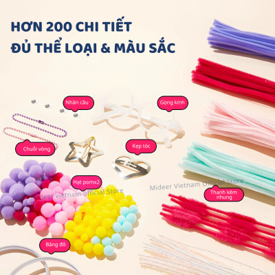 Kẽm nhung làm hoa, kẹp tóc handmade Mideer Chenille Stem Craft Collection
