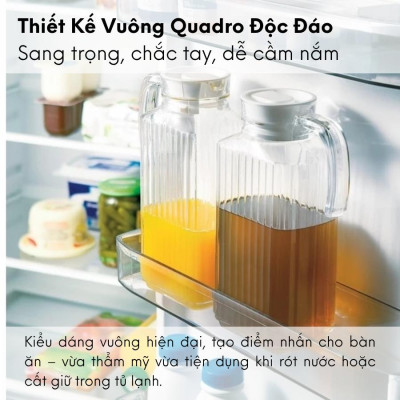 Bình đựng nước thủy tinh Luminarc Quadro G2668, dung tích 1.7L, dùng máy rửa bát | Hàng chính hãng