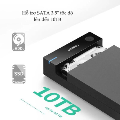 Ugreen UG50422US222TK Hộp đựng ổ cứng 3.5 chuẩn SATA hỗ trợ 10TB có cấp nguồn - HÀNG CHÍNH HÃNG