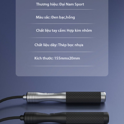 Dây Nhảy Tập Gym TMT13 Lõi Thép Bọc Dài 2.9m Nhựa PVC Tích Hợp Tay Cầm Có Tạ Cao Cấp Đại Nam Sport