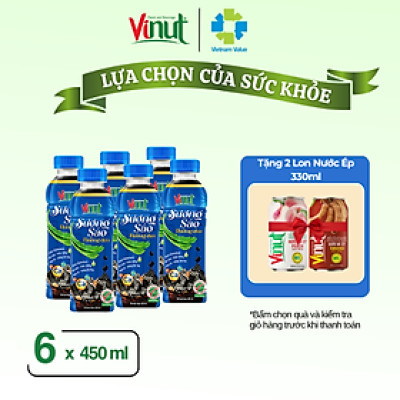 [FREE SHIP] Lốc 6 chai Sương Sáo Đường đen Vinut 450ml thanh mát, bổ dưỡng
