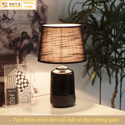 Đèn Ngủ Để Bàn Gốm Sứ Cao Cấp HUTA S17 Độc Đáo, Sang Trọng, Decor Phòng Ngủ Khách Sạn, Tăng Giảm Độ Sáng, Ánh Sáng Vàng