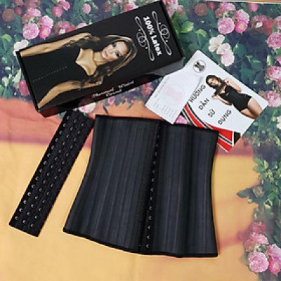 Đai nịt bụng (gen siết giảm eo) latex 25 xương thép nhập khẩu Italy dáng cao 27cm