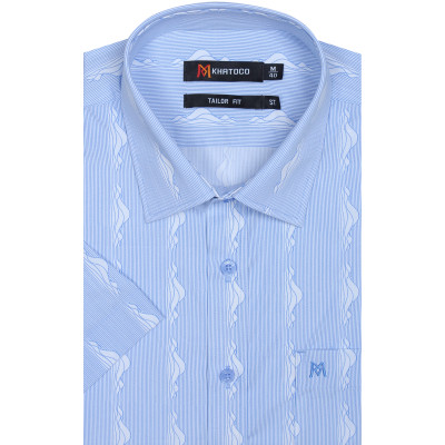Áo sơ mi nam tay ngắn form suông vạt ngang Khatoco A1MN468T2-CNIN264-2412-N