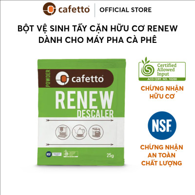 [Hàng chính hãng] Bột vệ sinh, tẩy cặn hữu cơ dành cho máy pha cafe, ấm đun nước - Cafetto Renew (25g)