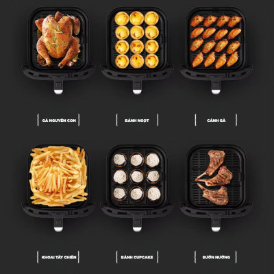 Nồi Chiên Không Dầu Kèm Vỉ Nướng 2-in-1 Mishio MK407: Nâng Tầm Món Ngon, Tiện Lợi Vượt Trội - hàng chính hãng