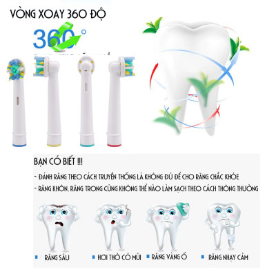 Cho máy Braun Oral-B, Bộ 4 đầu bàn chải đánh răng điện - Đánh bật cao răng- EB-25A-Cho răng sáng bóng