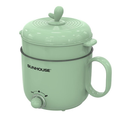 Ca lẩu điện 1.5L Sunhouse SHD4515G - 800W, 4 chức năng, phù hợp cho 1-2 người - Lòng nồi inox, chống dính Flead an toàn - Hàng chính hãng