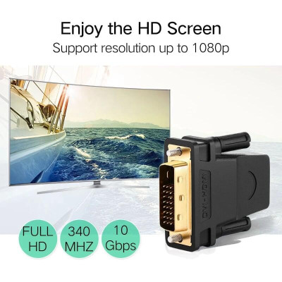 Ugreen UG2012420124TK Màu Đen Đầu chuyển đổi DVI 24 + 1 sang HDMI âm - HÀNG CHÍNH HÃNG