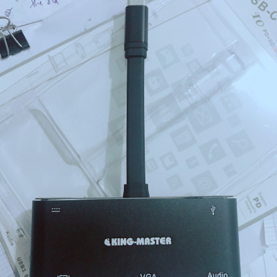Hub Type-C ra Usb 3.0+Hdmi+Vga+Audio 5 in 1 KingMaster - hàng nhập khẩu